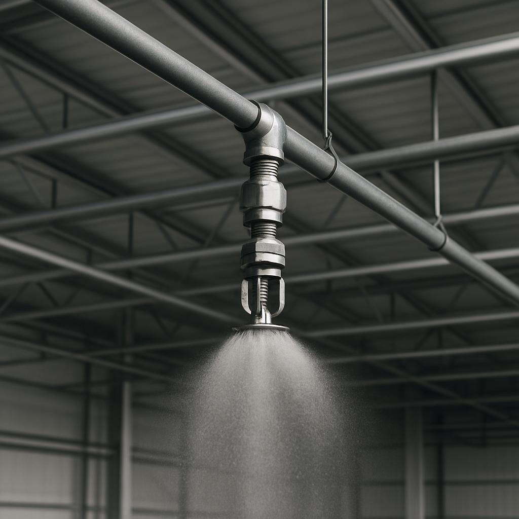 This is a metal sprinkler sensor, spraying water.